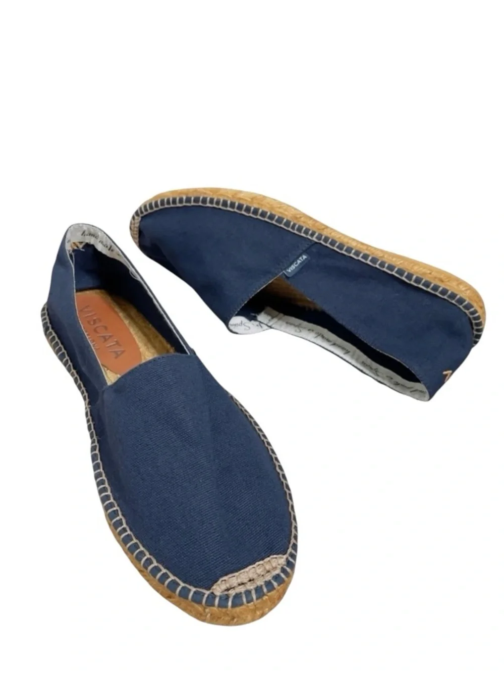 Viscata Barcelona Womens Espadrille Flats Size 11 Navy Canvas Slip On Shoes New